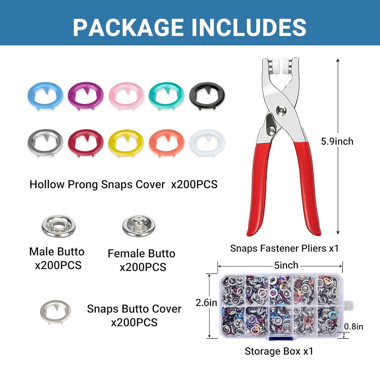 🧵 Snap Fasteners Kit | DIY Metal Button Set with Hand Pliers Tool & Storage Box (Multicolor) ✨