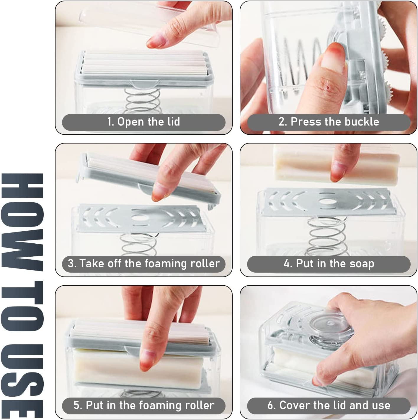 🧼 Pack of 2 – 2-in-1 Plastic Bar Soap Roller Dispenser with Lid & Drain Holes | Multicolor Soap Foaming Box