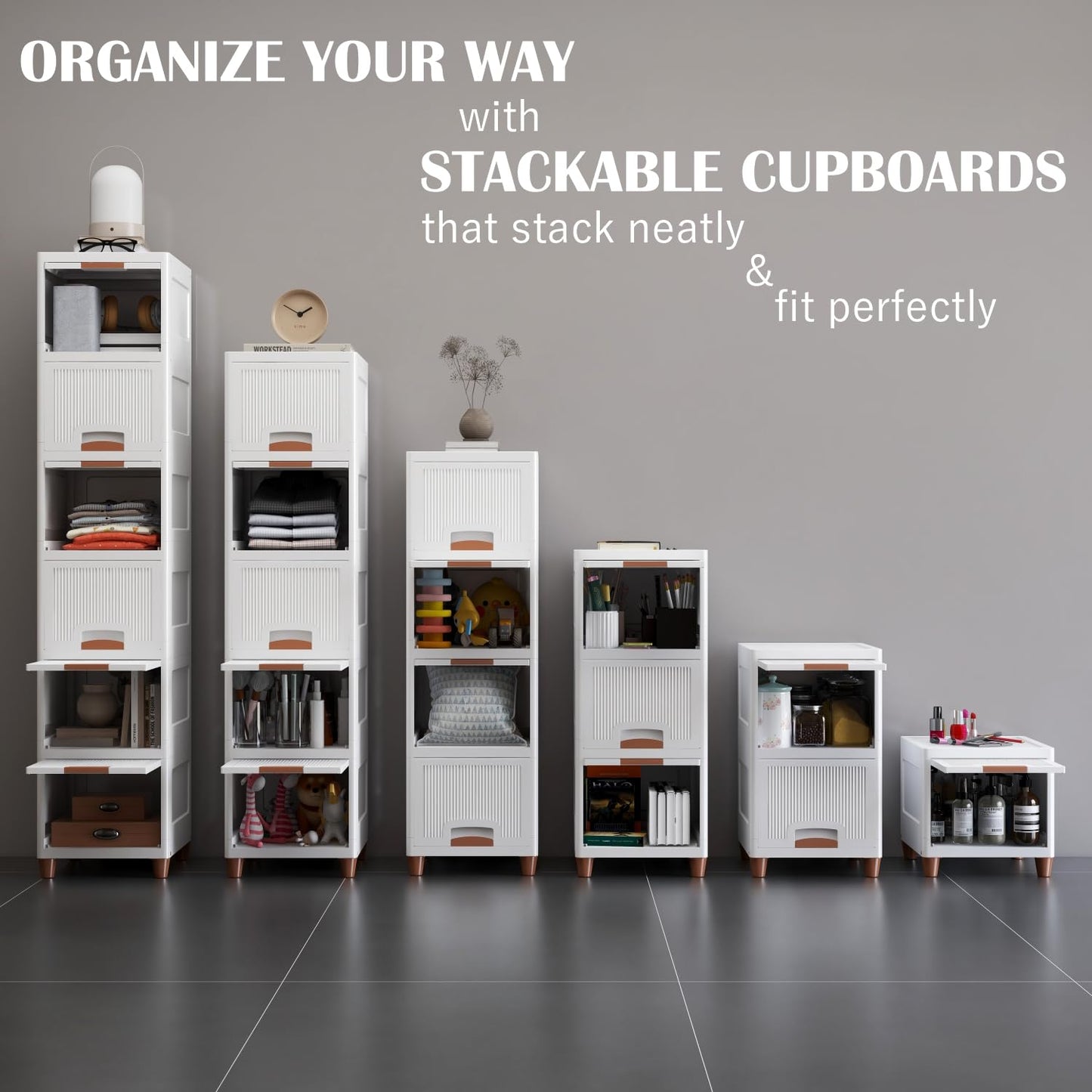 🧺 5-Tier Foldable Organizer Cabinet | Multipurpose Storage Rack for Home & Kitchen (White) 🤍