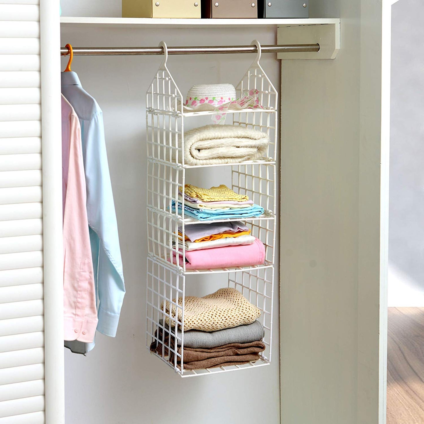 👚  5-Layer Folding Clothes Storage Rack | Hanging Organizer for Students & Homes (White) 🤍