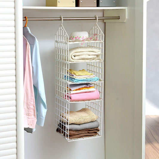 👚  5-Layer Folding Clothes Storage Rack | Hanging Organizer for Students & Homes (White) 🤍