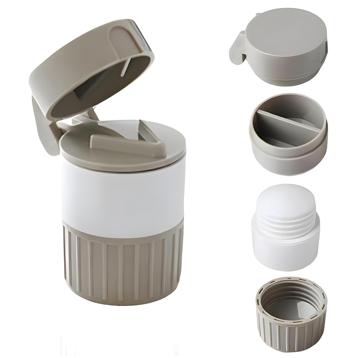 💊 Naama 3-in-1 Tablet & Pill Cutter | Crusher, Grinder & Storage Box – Portable Mini Pill Splitter (White)