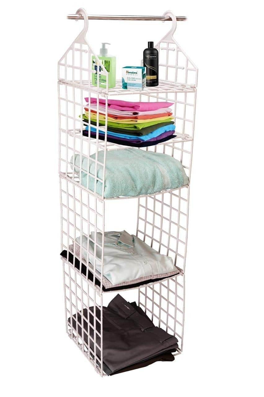 👚  5-Layer Folding Clothes Storage Rack | Hanging Organizer for Students & Homes (White) 🤍