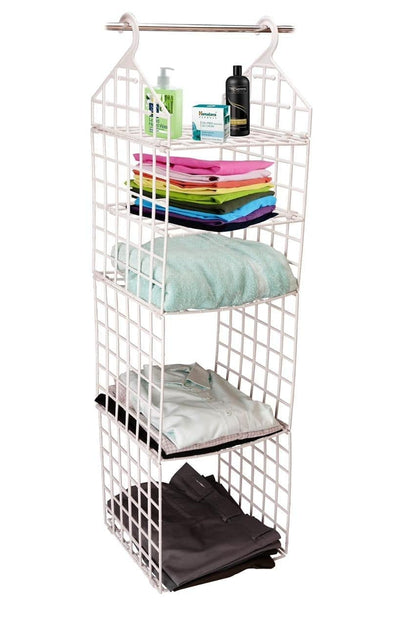👚  5-Layer Folding Clothes Storage Rack | Hanging Organizer for Students & Homes (White) 🤍