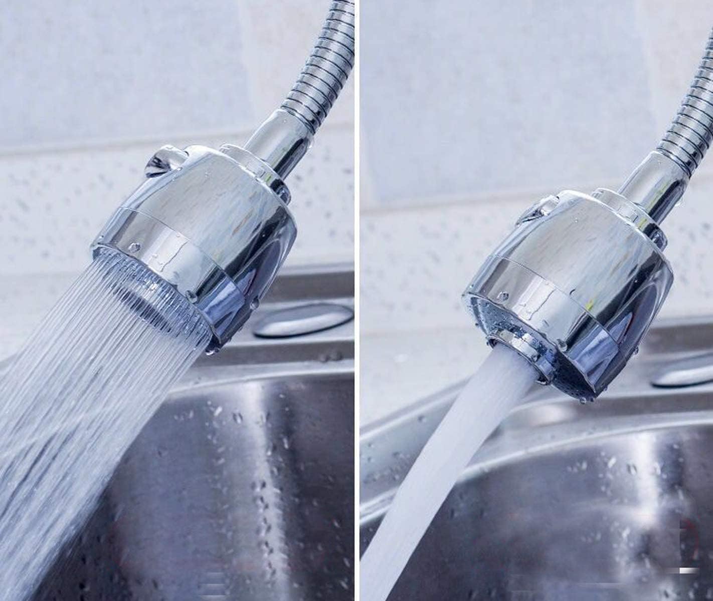 🚿 CLIXERA 360° Rotatable Sink Faucet Sprayer | Anti-Splash Tap Nozzle with Hose & Universal Connector – Stainless Steel (Silver)