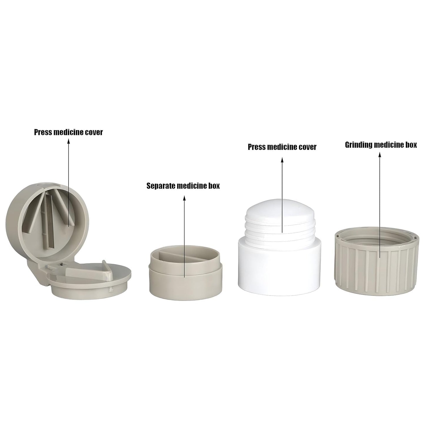 💊 Naama 3-in-1 Tablet & Pill Cutter | Crusher, Grinder & Storage Box – Portable Mini Pill Splitter (White)