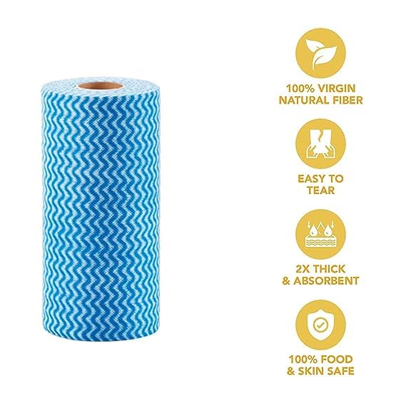 🧻✨ LIFTOFF® Reusable & Washable Kitchen Printed Tissue Roll – 2 Rolls (240 Wipes) 🌿