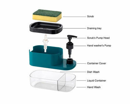 🧼 3-in-1 Soap Dispenser with Sponge Holder & Pump – Smart Sink Organizer