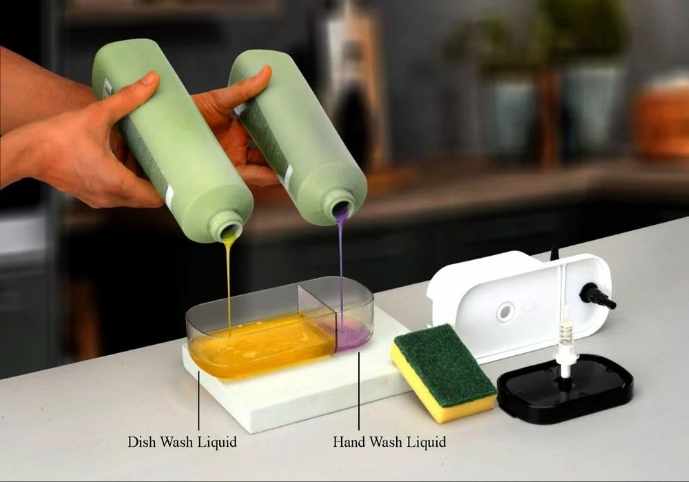 🧼 3-in-1 Soap Dispenser with Sponge Holder & Pump – Smart Sink Organizer