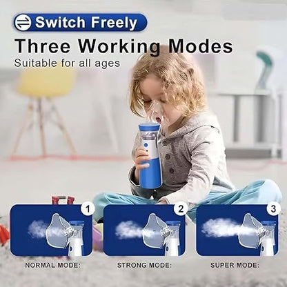 🌬️ LANFFIA Portable Mesh Nebulizer | Silent & Compact Steam Inhaler for Cold, Cough, Asthma, Sinusitis & Bronchitis | USB & Battery Operated Vaporizer for Adults & Kids (With Masks)