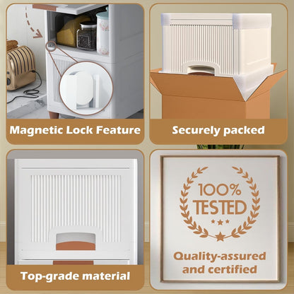 🧺 5-Tier Foldable Organizer Cabinet | Multipurpose Storage Rack for Home & Kitchen (White) 🤍