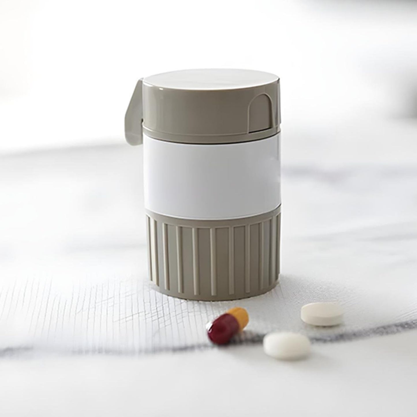 💊 Naama 3-in-1 Tablet & Pill Cutter | Crusher, Grinder & Storage Box – Portable Mini Pill Splitter (White)