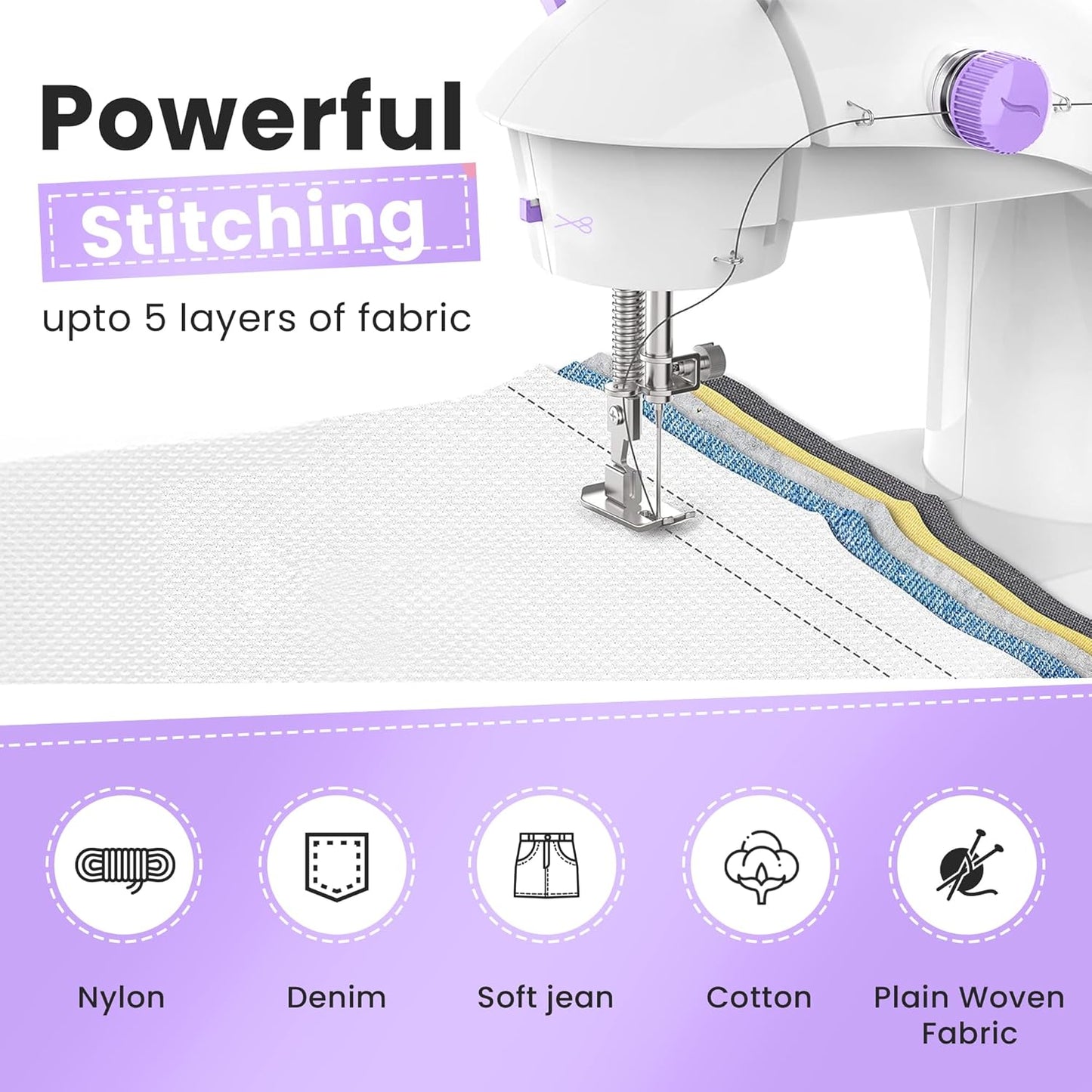 🧵 Mini Electric Sewing Machine (SM-1) | Portable Stitching Machine with Extension Table, Foot Pedal, Adapter & Built-In Focus Light – Home Tailoring Kit