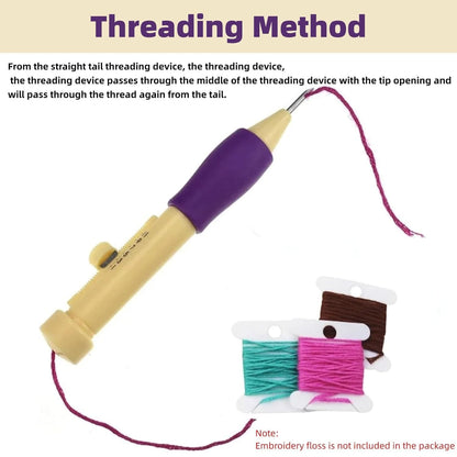 🪡 Lecraft Punch Needle Set – 3 Sizes Embroidery Pen with Threader (Purple, 1 Pc Set)