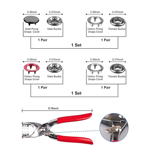 🧵 Snap Fasteners Kit | DIY Metal Button Set with Hand Pliers Tool & Storage Box (Multicolor) ✨