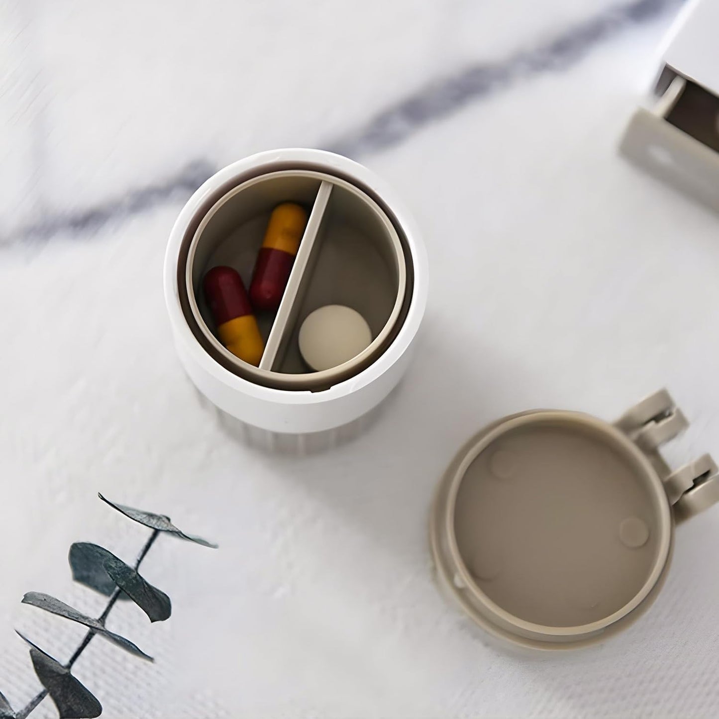 💊 Naama 3-in-1 Tablet & Pill Cutter | Crusher, Grinder & Storage Box – Portable Mini Pill Splitter (White)