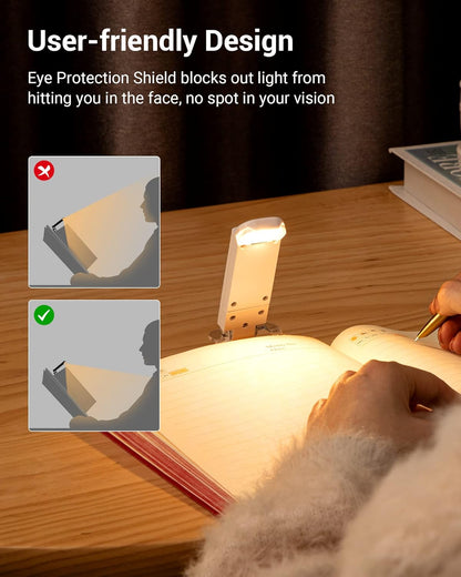 📖 Rechargeable Book Reading Light – Eye Protection LED Clip Light