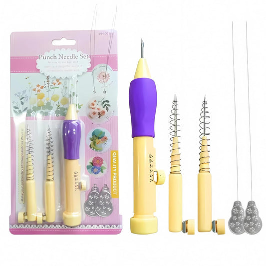 🪡 Lecraft Punch Needle Set – 3 Sizes Embroidery Pen with Threader (Purple, 1 Pc Set)