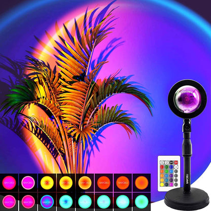 🌈 16-Color Projection Lamp with Remote Control ✨ -  Bring the Magic of Sunset Right into Your Room
