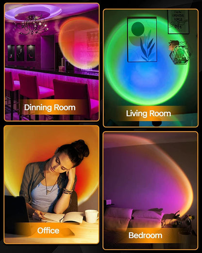🌈 16-Color Projection Lamp with Remote Control ✨ -  Bring the Magic of Sunset Right into Your Room
