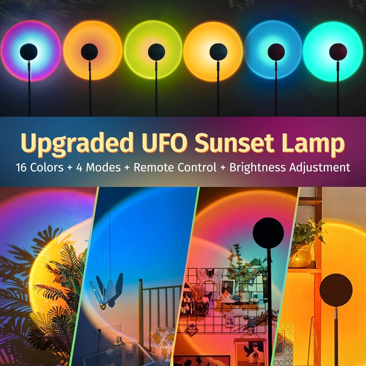 🌈 16-Color Projection Lamp with Remote Control ✨ -  Bring the Magic of Sunset Right into Your Room