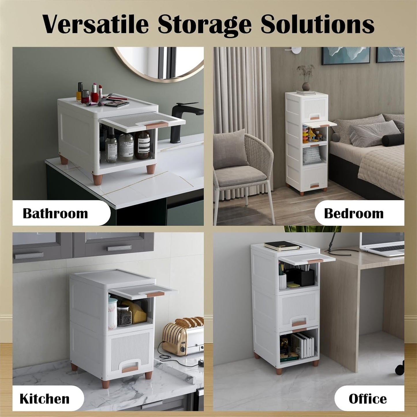 🧺 5-Tier Foldable Organizer Cabinet | Multipurpose Storage Rack for Home & Kitchen (White) 🤍