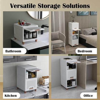 🧺 5-Tier Foldable Organizer Cabinet | Multipurpose Storage Rack for Home & Kitchen (White) 🤍