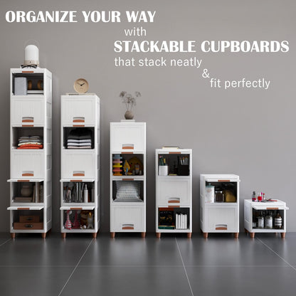 🧺 5-Tier Foldable Organizer Cabinet | Multipurpose Storage Rack for Home & Kitchen (White) 🤍